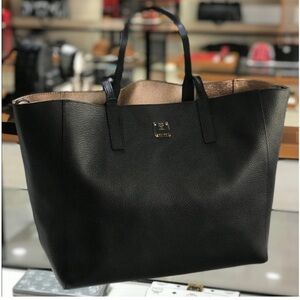 MCM Black/Gold Leather Open Reversible Tote